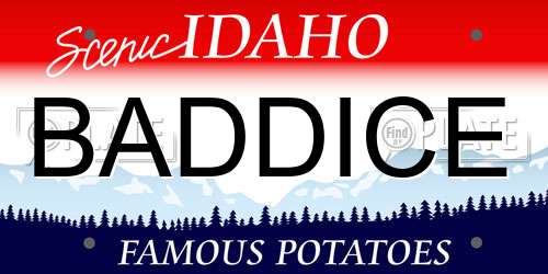 BADDICE Idaho License Plate