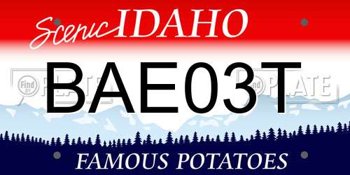 BAE03T Idaho License Plate