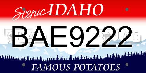 BAE9222 Idaho License Plate