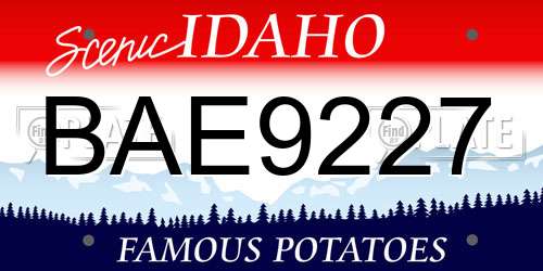 BAE9227 Idaho License Plate