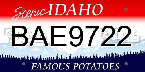 BAE9722 Idaho License Plate