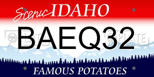 BAEQ32 Idaho License Plate