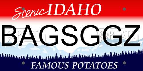 BAGSGGZ Idaho License Plate