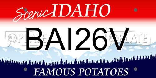 BAI26V Idaho License Plate
