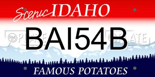 BAI54B Idaho License Plate