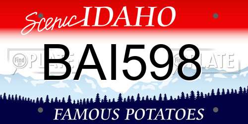 BAI598 Idaho License Plate