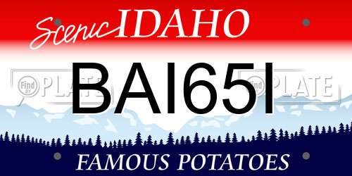 BAI65I Idaho License Plate
