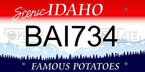 BAI734 Idaho License Plate
