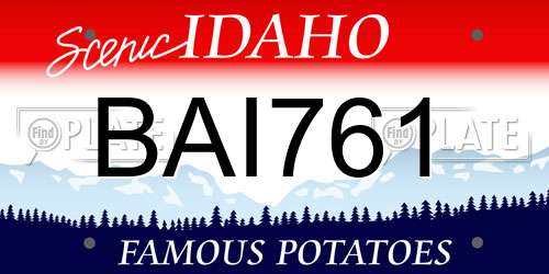BAI761 Idaho License Plate