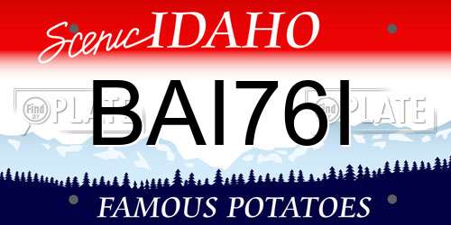 BAI76I Idaho License Plate