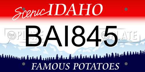 BAI845 Idaho License Plate