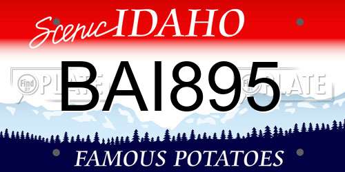 BAI895 Idaho License Plate