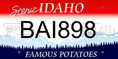 BAI898 Idaho License Plate