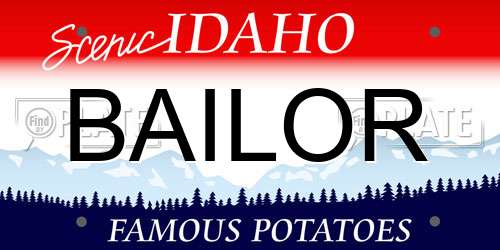 BAILOR Idaho License Plate