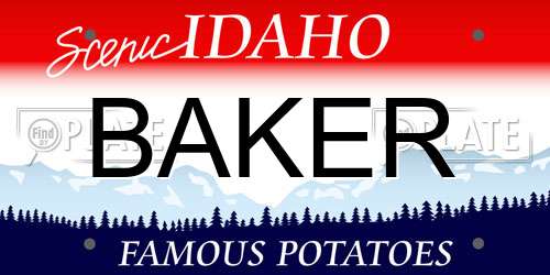 BAKER Idaho License Plate