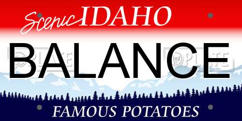 BALANCE Idaho License Plate
