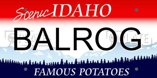 BALROG Idaho License Plate