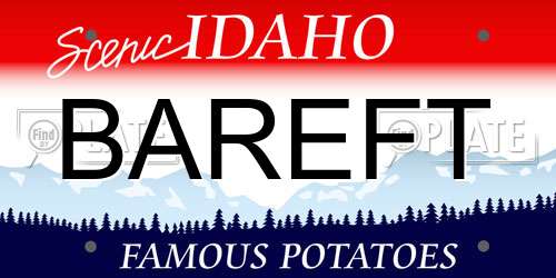 BAREFT Idaho License Plate