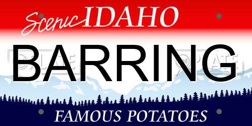 BARRING Idaho License Plate