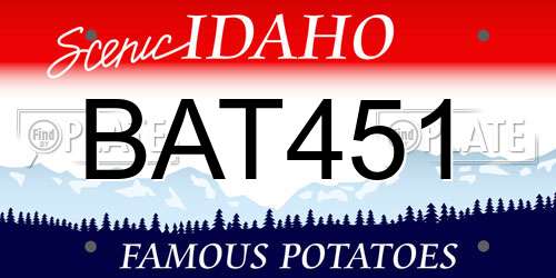 BAT451 Idaho License Plate