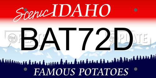 BAT72D Idaho License Plate
