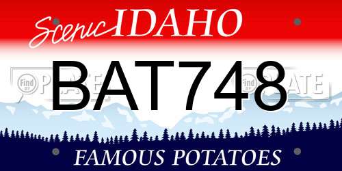 BAT748 Idaho License Plate