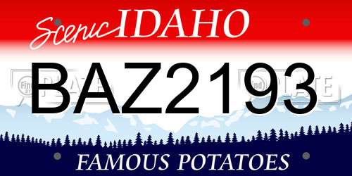 BAZ2193 Idaho License Plate