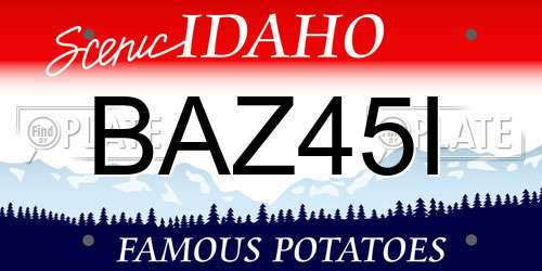 BAZ45I Idaho License Plate