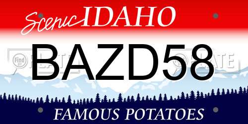 BAZD58 Idaho License Plate