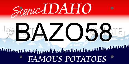 BAZO58 Idaho License Plate