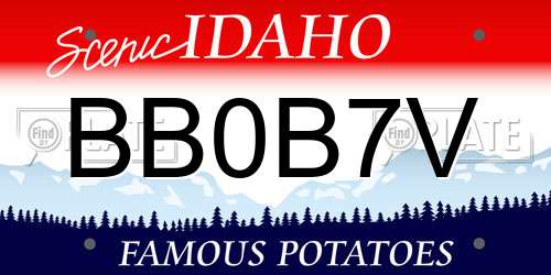 BB0B7V Idaho License Plate
