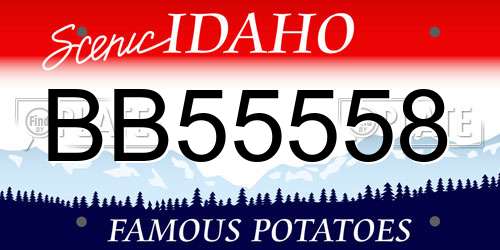 BB55558 Idaho License Plate