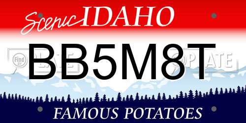 BB5M8T Idaho License Plate