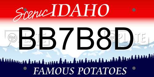 BB7B8D Idaho License Plate