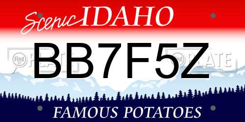 BB7F5Z Idaho License Plate