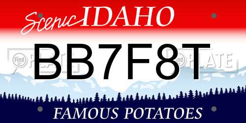 BB7F8T Idaho License Plate