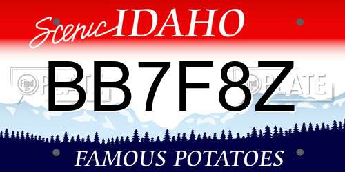 BB7F8Z Idaho License Plate