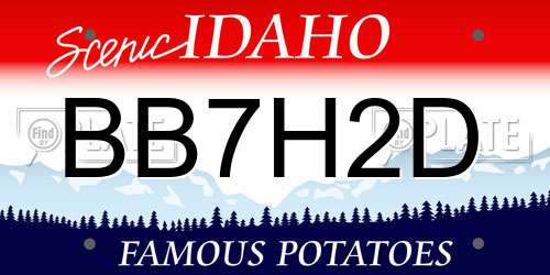 BB7H2D Idaho License Plate