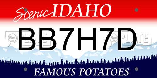 BB7H7D Idaho License Plate