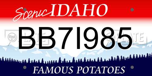 BB7I985 Idaho License Plate