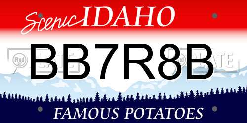 BB7R8B Idaho License Plate