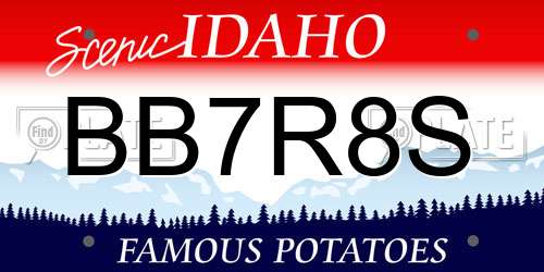 BB7R8S Idaho License Plate