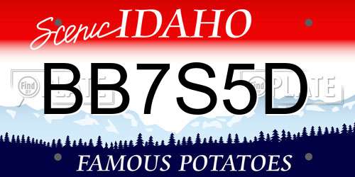 BB7S5D Idaho License Plate