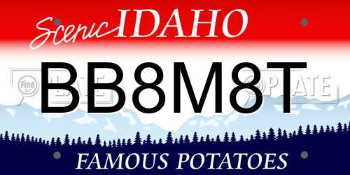 BB8M8T Idaho License Plate