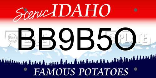 BB9B5O Idaho License Plate