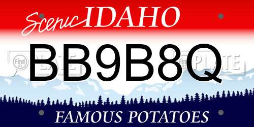 BB9B8Q Idaho License Plate