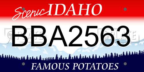BBA2563 Idaho License Plate