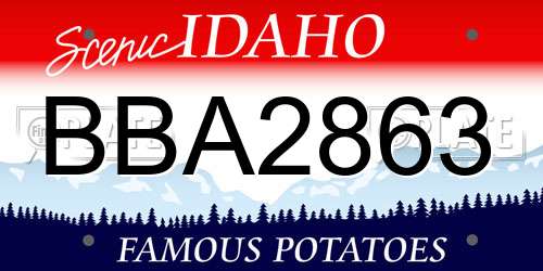 BBA2863 Idaho License Plate