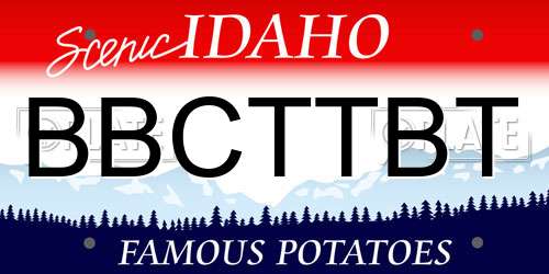 BBCTTBT Idaho License Plate