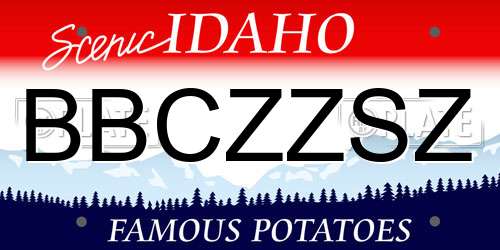 BBCZZSZ Idaho License Plate